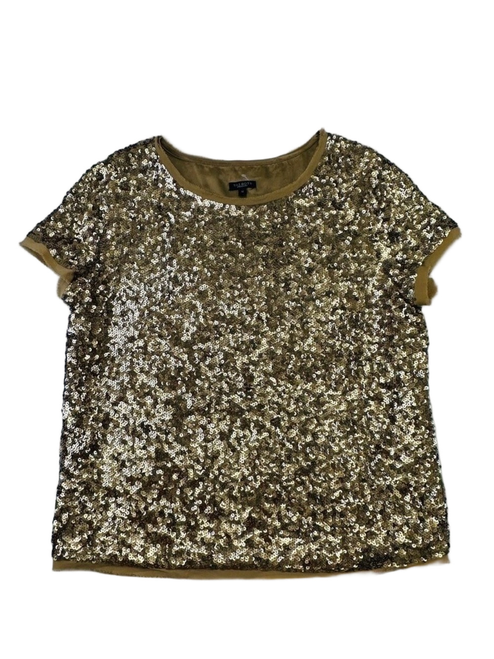 Talbots gold sequin top Womens Size 12 short sleeve Cocktail Party Fancy